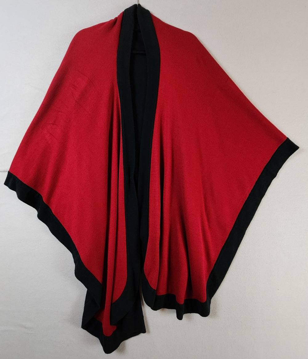 Wrap Shawl Women Large Heavyweight Knit Reversible Black and Red
